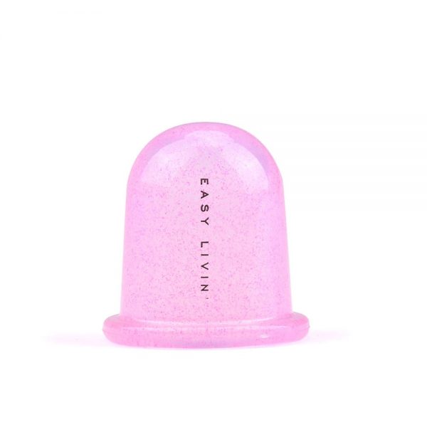 Easy Livin – Antycellulitowa bańka silikonowa do masażu ciała różową z brokatem