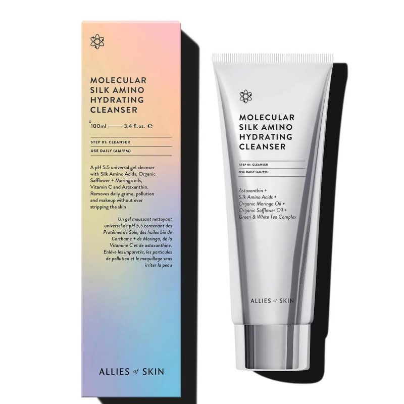Allies of Skin – Molecular Silk Amino Hydrating Cleanser – Delikatny żel do mycia twarzy z aminokwasami jedwabiu, 100ml