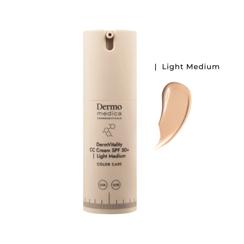 Dermomedica – DermVitality CC Cream SPF 50 Koloryzujący krem korygujący z bardzo wysoką ochroną UVA/UVB i właściwościami pielęgnacyjnym (kolor Light Medium)